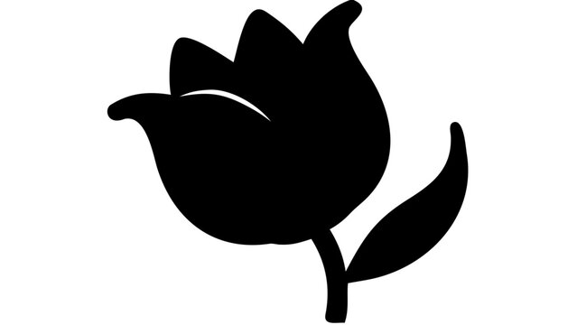 tulip flower black silhouette icon, spring flower vector, transparent background