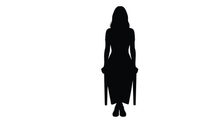 Obraz premium Silhouette of a woman sitting in a chair against a white background