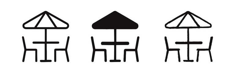 Outdoor Cafe Icon Set - Restaurant, Bistro, and Dining Area Symbol © ICONS FOR YOU
