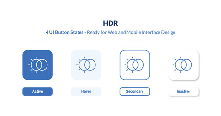 Obraz premium hdr 4-state UI button. Outline icon kit from shapes collection. Thin linear hdr, digital, technology editable vector. Minimal hdr sign for web and mobile interface
