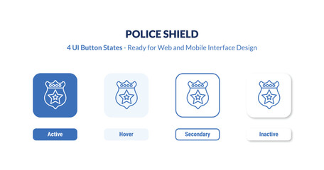 Obraz premium police shield 4-state UI button. Outline icon kit from security collection. Thin linear police shield, shield, police editable vector. Minimal police shield sign for web and mobile interface
