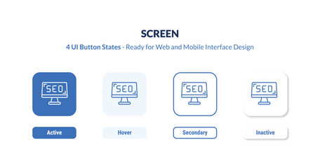 Obraz premium screen 4-state UI button. Outline icon kit from search engine optimization collection. Thin linear screen, computer, business editable vector. Minimal screen sign for web and mobile interface