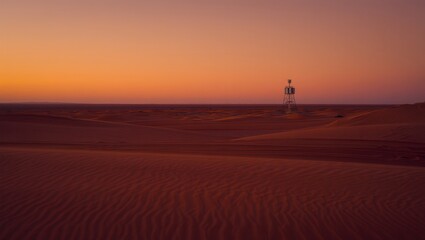 Desert Weather Station at Sunset