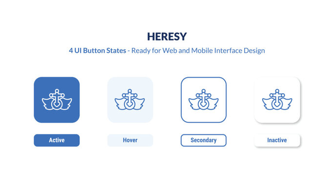 heresy 4-state UI button. Outline icon kit from religion collection. Thin linear heresy, religion, orthodox editable vector. Minimal heresy sign for web and mobile interface