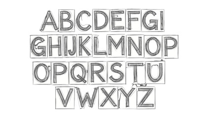 A hand drawn vector alphabet set featuring a grunge metal style for creative typography design including a full collection of abc letters and numbers on paper texture © Wisnu505