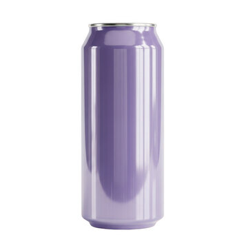 Purple metallic can with smooth reflective surface and pull tab