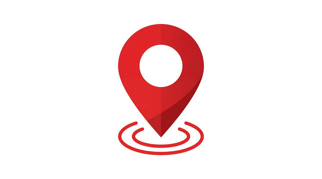 Red map pin icon with location signal, isolated on transparent background, representing GPS navigation and destination marker PNG