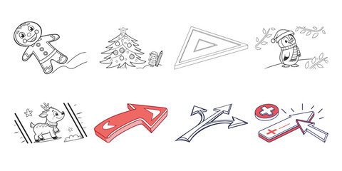 Christmas and arrows gingerbread man tree penguin reindeer © CDMIZAN