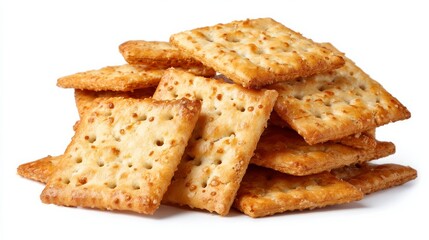 Fototapeta premium Crackers sit on white. Tasty snack