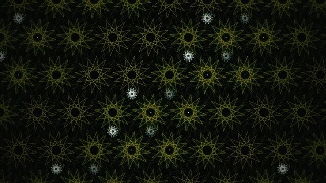 Animated Starburst Pattern Design with Green and White Geometry on Black