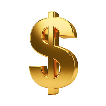 Golden dollar sign symbol on white background