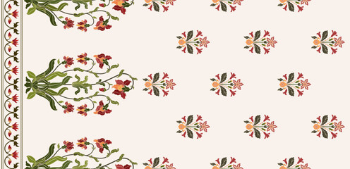 Vector Hand drawn colourful geometric flowers Motifs African boho paisley, seamless patterns with floral for fabric Ethnic Indian Pattern, textiles, clothing, wrapping paper, backdrop, banner.   © nongnuch_l