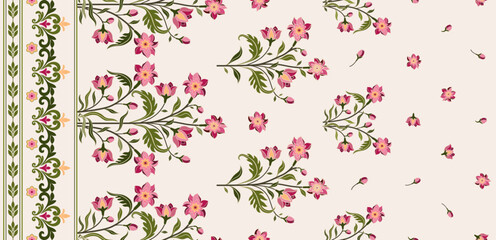 Vector Hand drawn colourful geometric flowers Motifs African boho paisley, seamless patterns with floral for fabric Ethnic Indian Pattern, textiles, clothing, wrapping paper, backdrop, banner.   © nongnuch_l