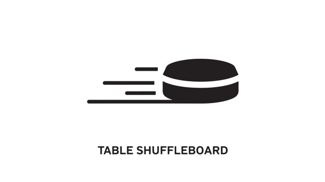 A fast moving disc on a table shuffleboard court, conveying speed and fun in a game setting with motion lines.