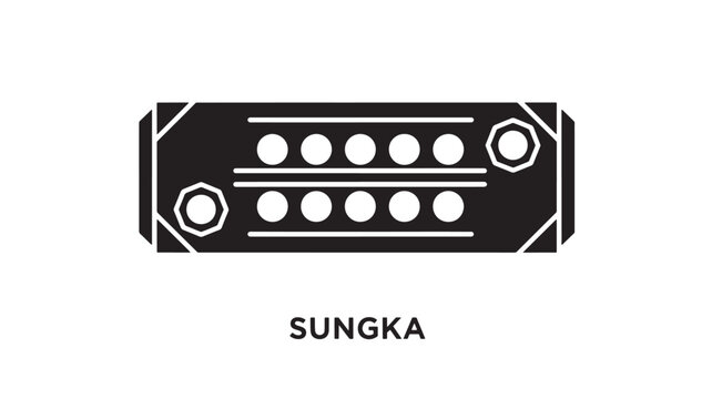 A black and white illustration of a Sungka game board, a traditional Filipino indoor game, showcasing strategy and skill in a recreational setting.