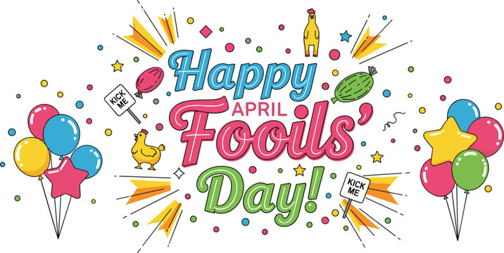 Happy april fools' day colorful celebration graphic