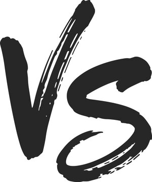 Black brush stroke versus symbol on white background with transparent background competition choice