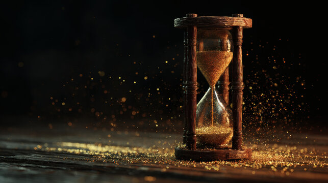 Eine alte Sanduhr aus der Goldstaub