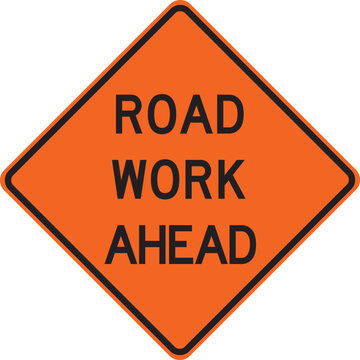 Road work ahead traffic sign vector illustration