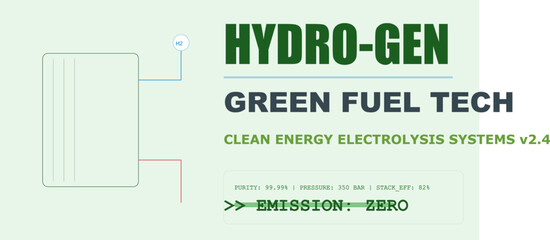 Obraz premium Green hydrogen fuel technology diagram showcasing clean energy electrolysis system for zero emission future.