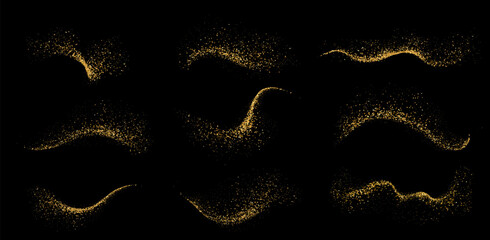 Vector Abstract Shiny Gold Glitter Swirl design element. For New Year, Merry Christmas, Birthday and Wedding greeting card and invitation. Luxury Background design © Maryna Stryzhak