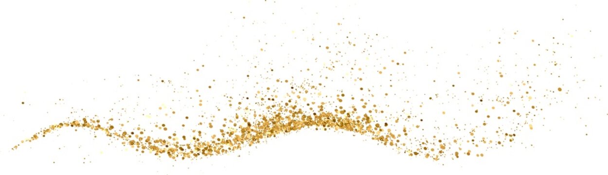 Shiny Gold Glitter design element. For New Year, Merry Christmas, Birthday and Wedding greeting card and invitation. PNG Transparent background.