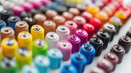 Vibrant Ink Cartridges and Toner Supplies Neatly Displayed in Studio Lighting