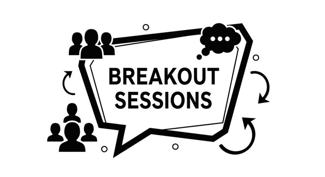 Breakout Sessions Concept Illustration with People Icons and Speech Bubble.