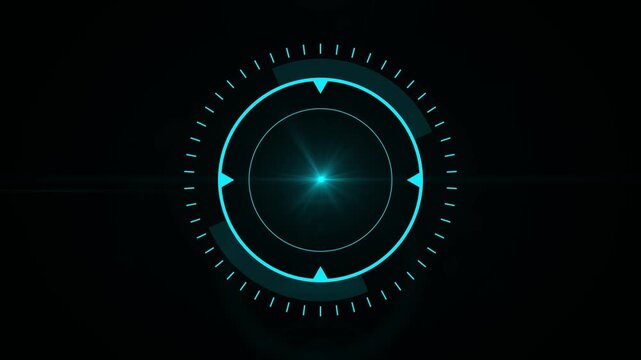 White HUD Circle User interface on isolated black background. Target searching scope and scanning element theme. Digital UI and Sci-fi circular. Motion graphics of target hud concept