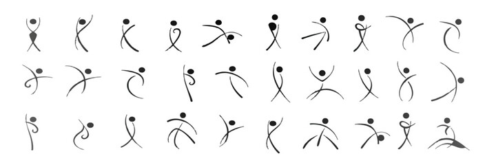 Fototapeta premium Pictures drawn with one line: people, animals, plants, figures, etc.