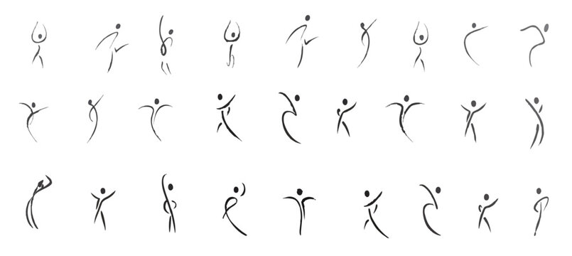 Pictures drawn with one line: people, animals, plants, figures, etc.	
