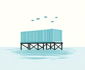 Tranquil Shipping Container and Fish Leap