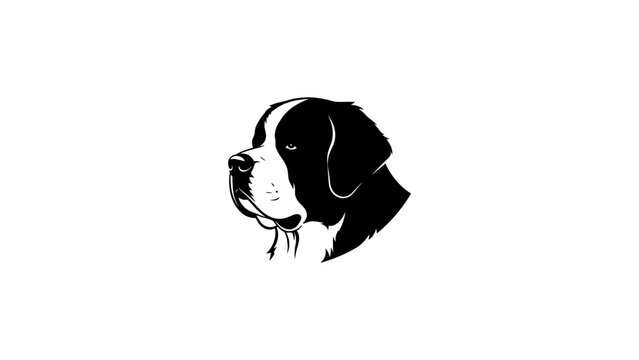 Saint bernard dog head silhouette design on white background