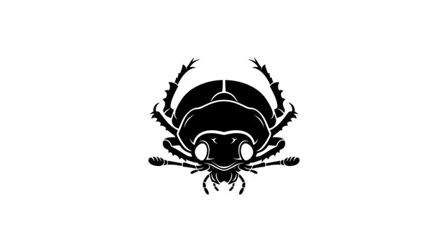 Detailed silhouette of a beetle with intricate design on white background