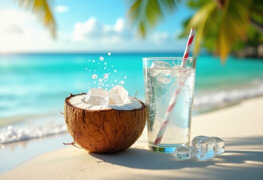 Coconut Water Island Paradise Tropical Beach Serenity Sand Sun