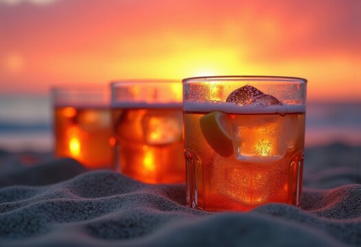 Gradated Tequila Sunrise Spectrum Ocean Horizon Sunset Beachfront View