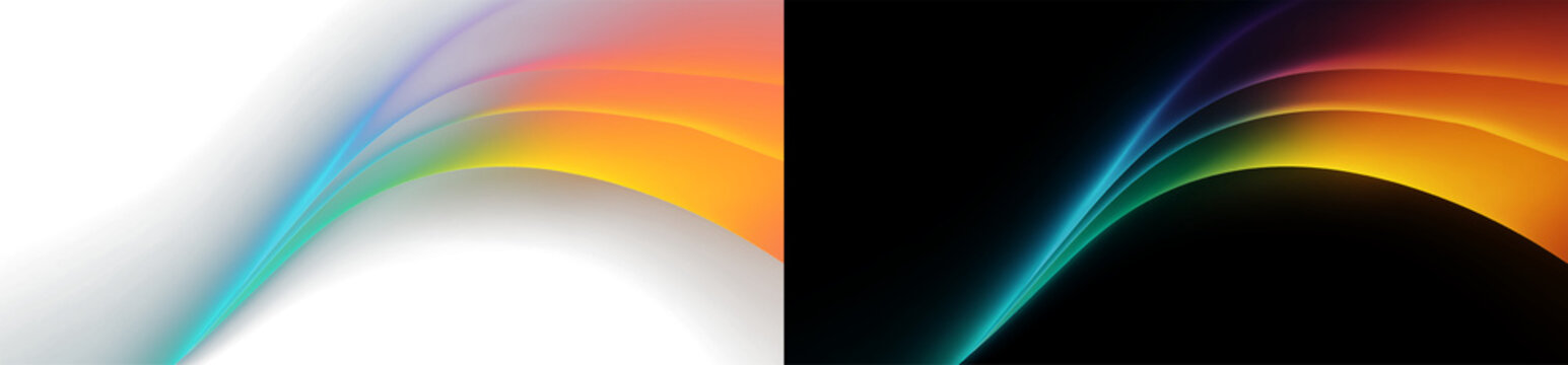 Vibrant rainbow wave with glowing colorful curves and flowing lines on white, perfect for creative energy branding, modern tech identity or dynamic web design banners png