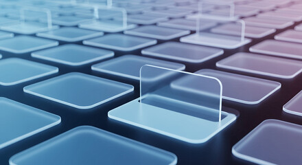 Obraz premium Blue Keyboard with Highlighted Key.