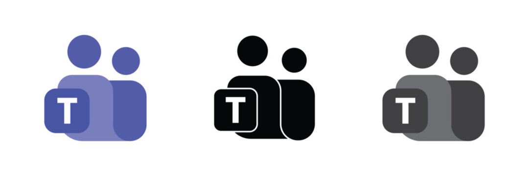 MS team icon set isolated on white. New Microsoft teams logo. 