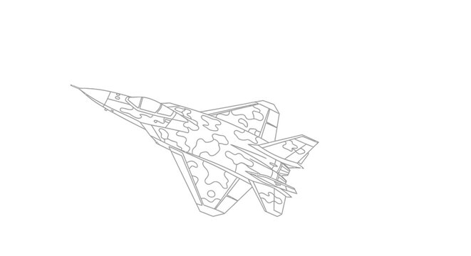 Modern Fighter Jet Outline Camouflage Military Aircraft Flying