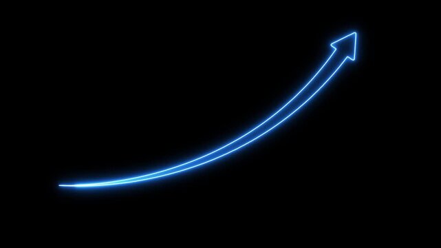 Abstract neon arrow icon illustration.abstract glowing neon business graph icon on a dark background 4k video animation.