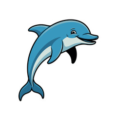Obraz premium A cartoon dolphin jumping out of the water with a happy expression