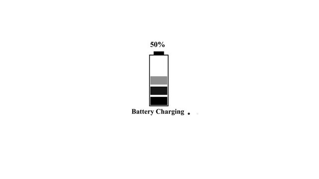 Animated icon charge battery. Battery monitor screen pixel. Energy ion lithium battery.