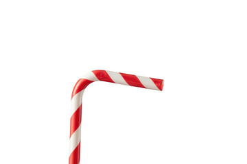 Obraz premium Striped red and white drinking straw bending at angle, a reusable and eco-friendly beverage accessory