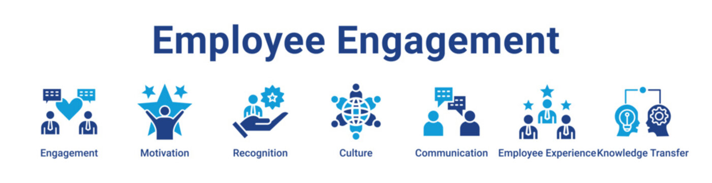 Employee Engagement Icon Banner blue color