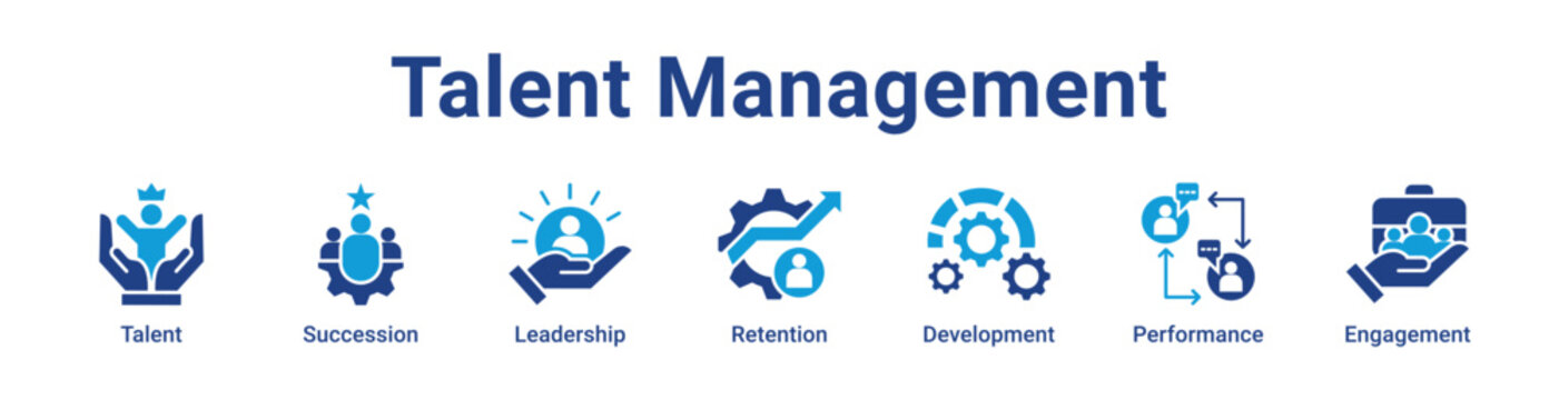 Talent Management Icon Banner blue color