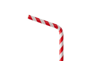 Obraz premium Bendable red and white striped paper straw on transparent background offering sustainable drinking solution