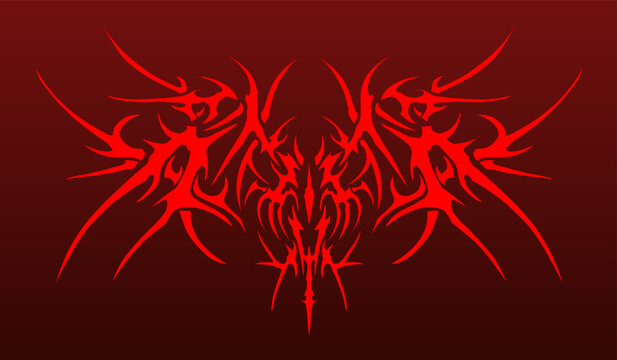 neo tribal graphic design, aggressive red tribal cyber gothic abstract symmetrical shapes vector 