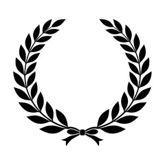 Obraz premium Black silhouette laurel wreath vector graphic, representing victory, triumph, honor, achievement, and excellence, ideal for awards, certificates, logos, and classic design projects, featuring elegant