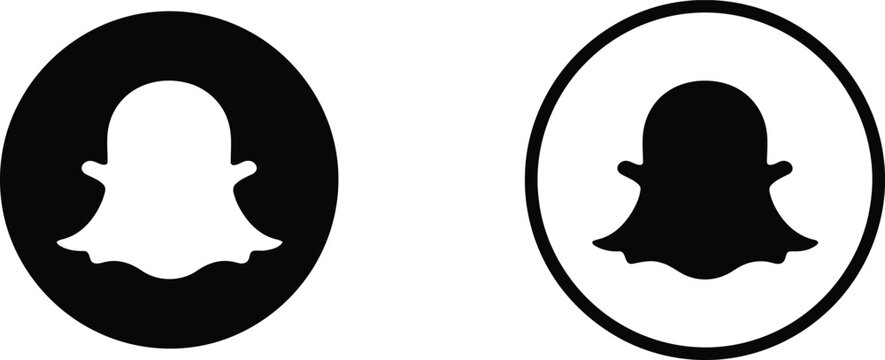 Two different snapchat profile icon styles displayed side by side in black and white Vector